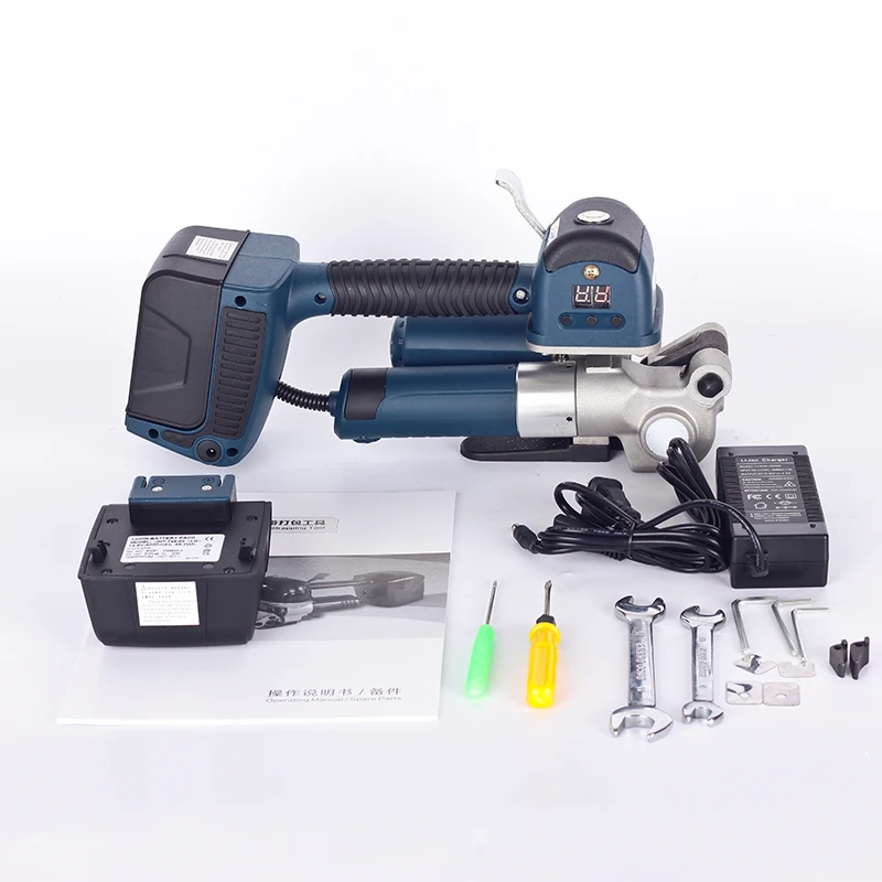 Herramienta de flejado alimentada por batería de fuerza de tensión 6000N, máquina de embalaje manual, bandas PET/PP de 13-19mm de ancho, herramienta de bandas