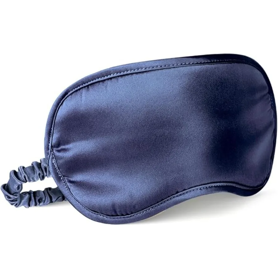

Mulberry Silk Sleep Eye Mask Blindfold with Elastic Strap Headband, Soft Eye Cover Eyeshade for Night Sleeping, Travel, Nap (Navy Blue)