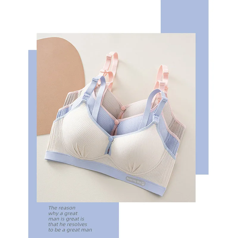 Women's Seamless Breathable Nursing Bra For All Seasons Push-up Pure Cotton No Underwire Maternity Sleepwear
