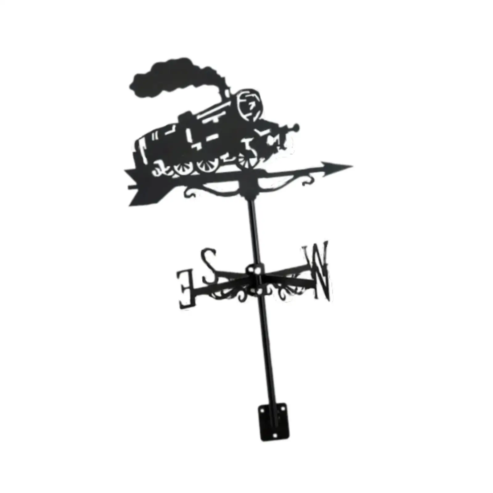 Train Metal Weathervane Retro Roof Mount Weathercock Wind Direction Indicator Wind Vane for Farmhouse Outside Fence Porch Farm