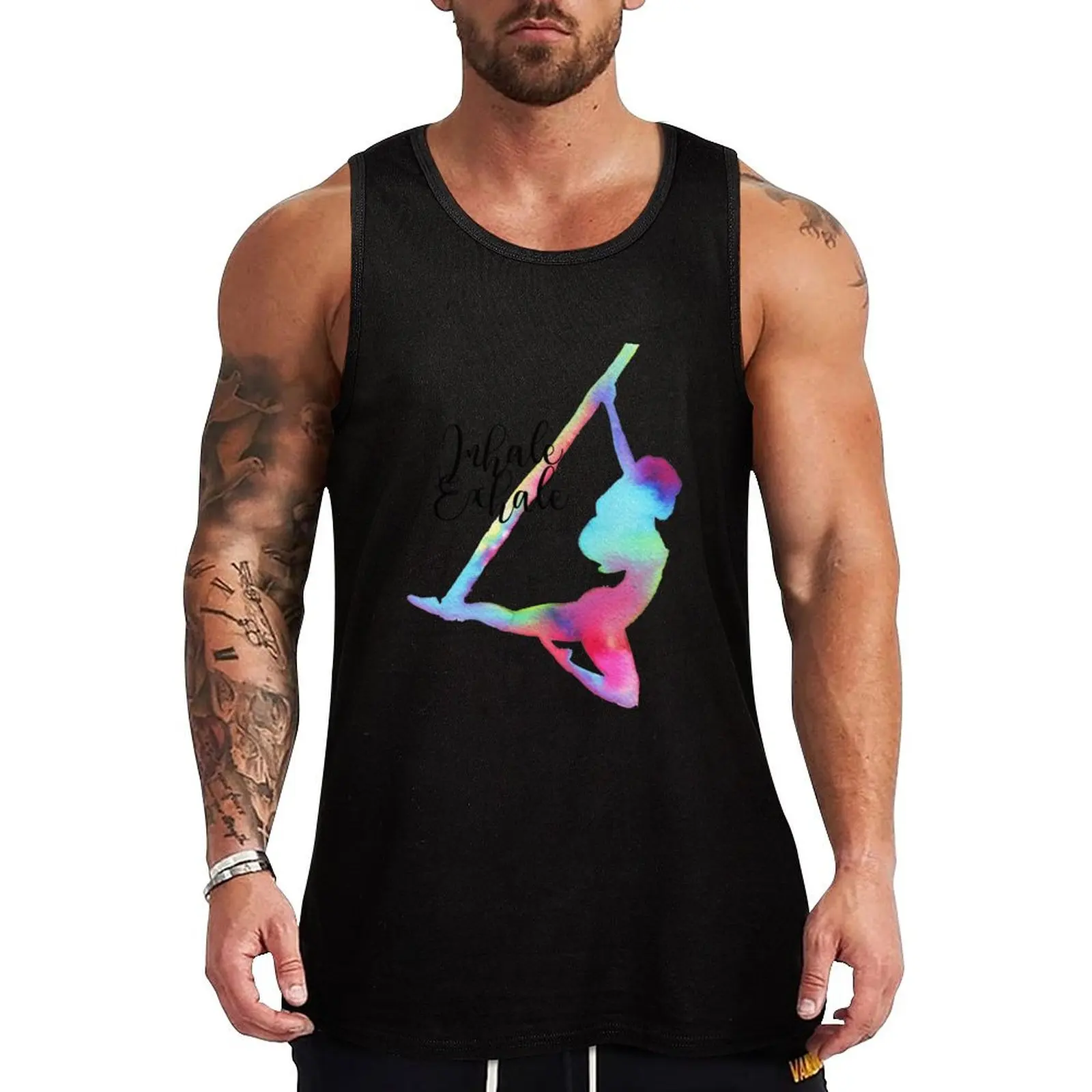 Inhale Exhale with antigravity yoga Tank Top gym accessories man vest men Men's summer t-shirt