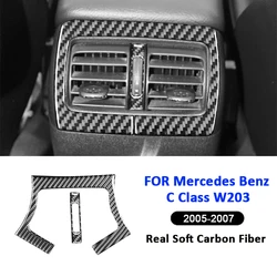 Carbon Fiber Car Rear Air Conditioning Outlet Vent Panel Cover Trim Decoration Sticker For Mercedes Benz C Class W203 2005-2007
