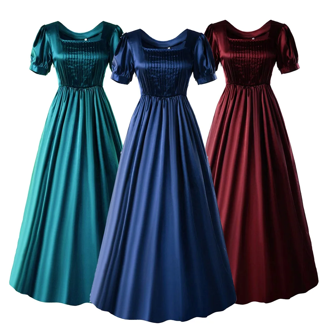 

Medieval satin dress Halloween cosplay high waisted ball dress Victorian era tea dress