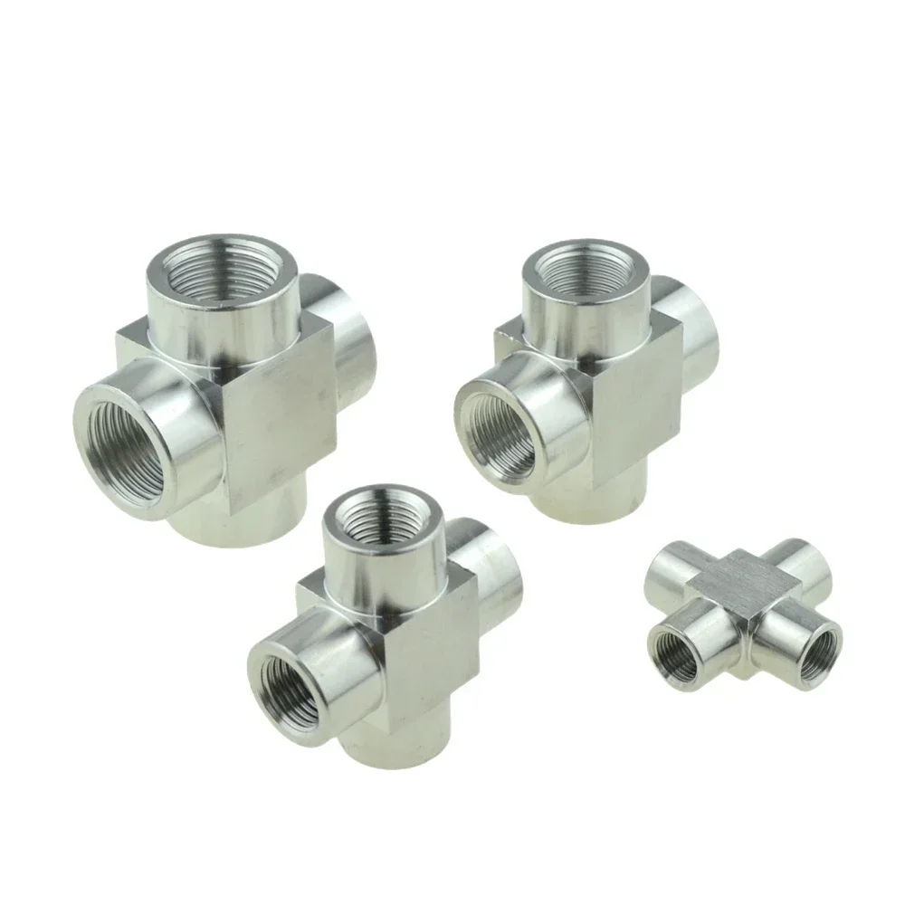 304 Stainless Steel Pipe Fitting Tee Elbow 4 Way 1/8 1/4 3/8 1/2 Female Male Thread High Pressure Air Adapter Coupler Connector