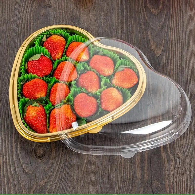 10 Piezas de Bandejas Reutilizables en Forma de Corazón con Tapas Transparentes de PET para Servir Aperitivos, Frutas, Sushi, Queso, Ensaladas, Postres, Cajas de Empaque