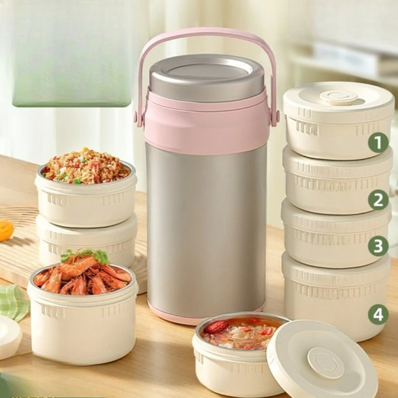 Thermal insulation lunch box bucket 24 hours long thermal insulation office workers bring meals middle school students multi-lax