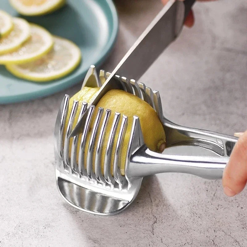 

Kitchen Gadgets Handy Stainless Steel Onion Holder Potato Tomato Slicer Vegetable Fruit Cutter Accessories CF-228 Cabbage Zester