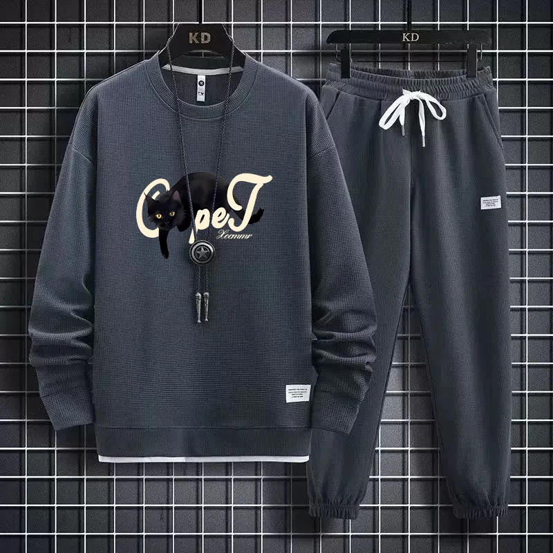 

Мужской спортивный костюм с круглым вырезом, повседневный, весна-осень, новинка 2025 года, модный бренд Clete, из полиэстера, в комплекте