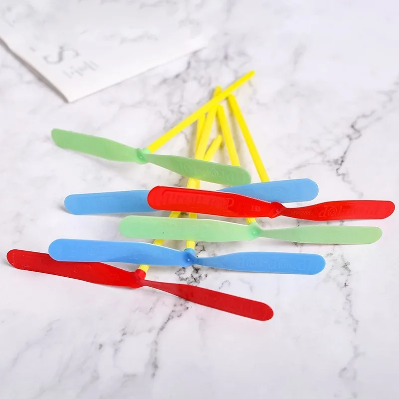 100Pcs Novelty Plastic Bamboo Dragonfly Propeller Outdoor Classic Toy Kid Gift Rotating Arrow Multicolor Hand Push Flying Games