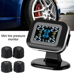 LCD Display Mini Car Tire Pressure Monitoring System With 4 Pcs External Sensor USB TPMS Auto Security Alarm Systems