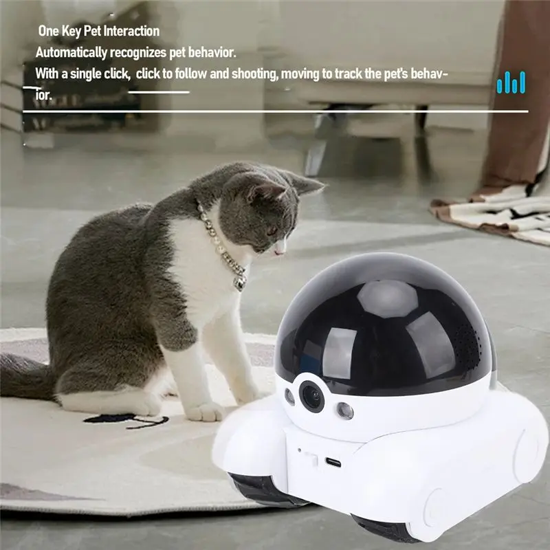 N91R-Pet Robot Camera 2MP Double Lens 5200Mah Rechargeable Battery Indoor Security Camera Remote Control Via APP For Cats Dogs