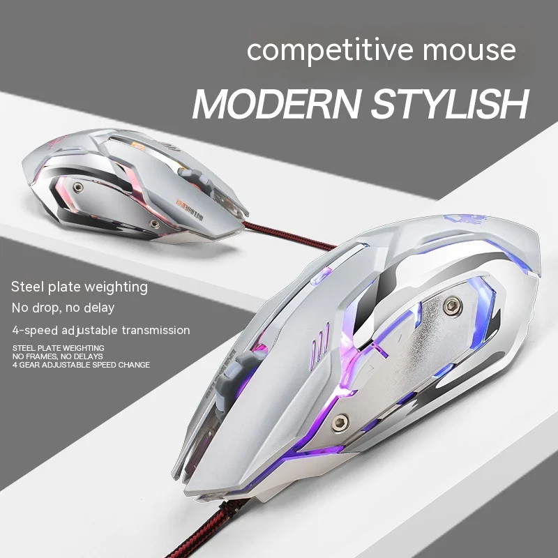 

Wired Gaming Mouse 3200 Dpi Optical 6 Button Usb Mouse With Rgb Backlight Mute Mice For Desktop Laptop Computer Gamer Mouse