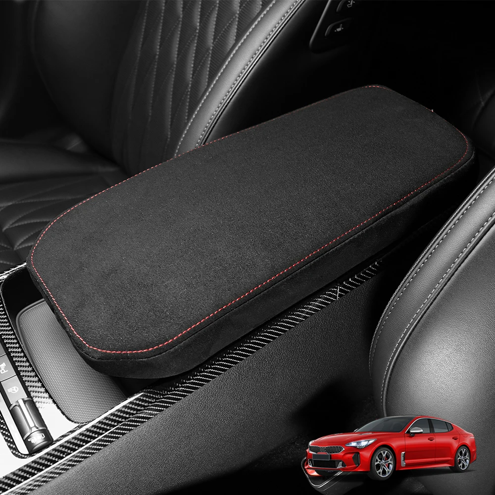 Passende Auto-Mittelkonsolen-Armlehnenbox Schwarze Velours-Schutzhülle für Kia Stinger 2018-2023 Innenraum-Zubehör LHD RHD – Detail 1