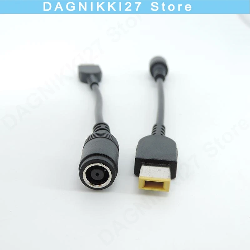 2pcs 7.9*5.5mm Round Jack to Square Plug End Adapter Pigtail Charger Power Converter Cable For IBM Lenovo Thinkpad