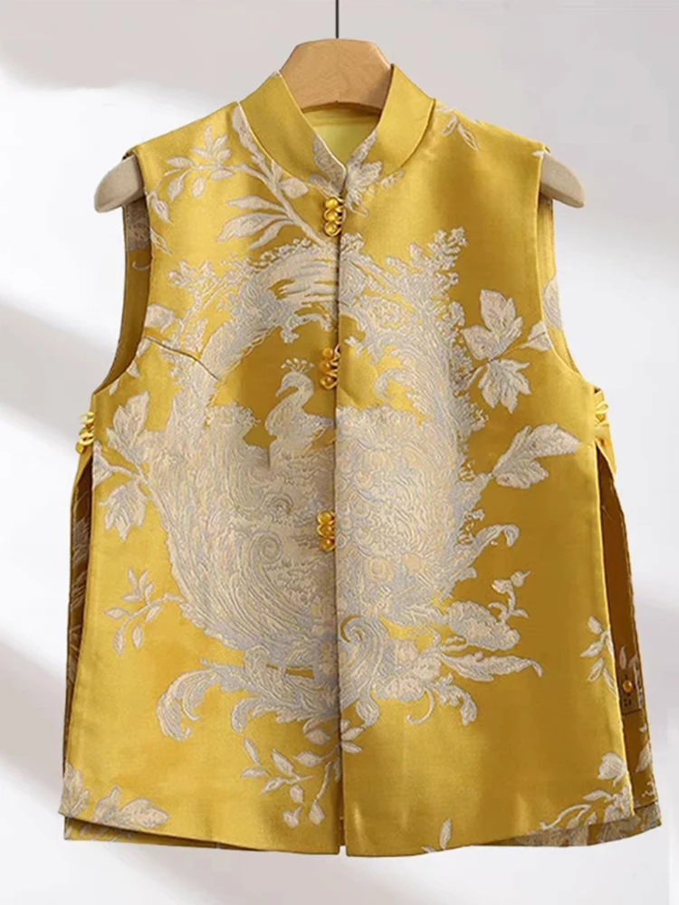 

Новый весенний китайский костюм Тан с вышивкой, жилет, женский высококачественный роскошный топ с воротником-стойкой и воротником-стойкой