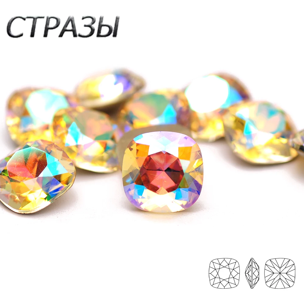 New 10PCS Pointback Nail Art Accessories Decorative Rhinestones Paradies Shine Color 5A Cushion Cut Glue On Jewelry Stones