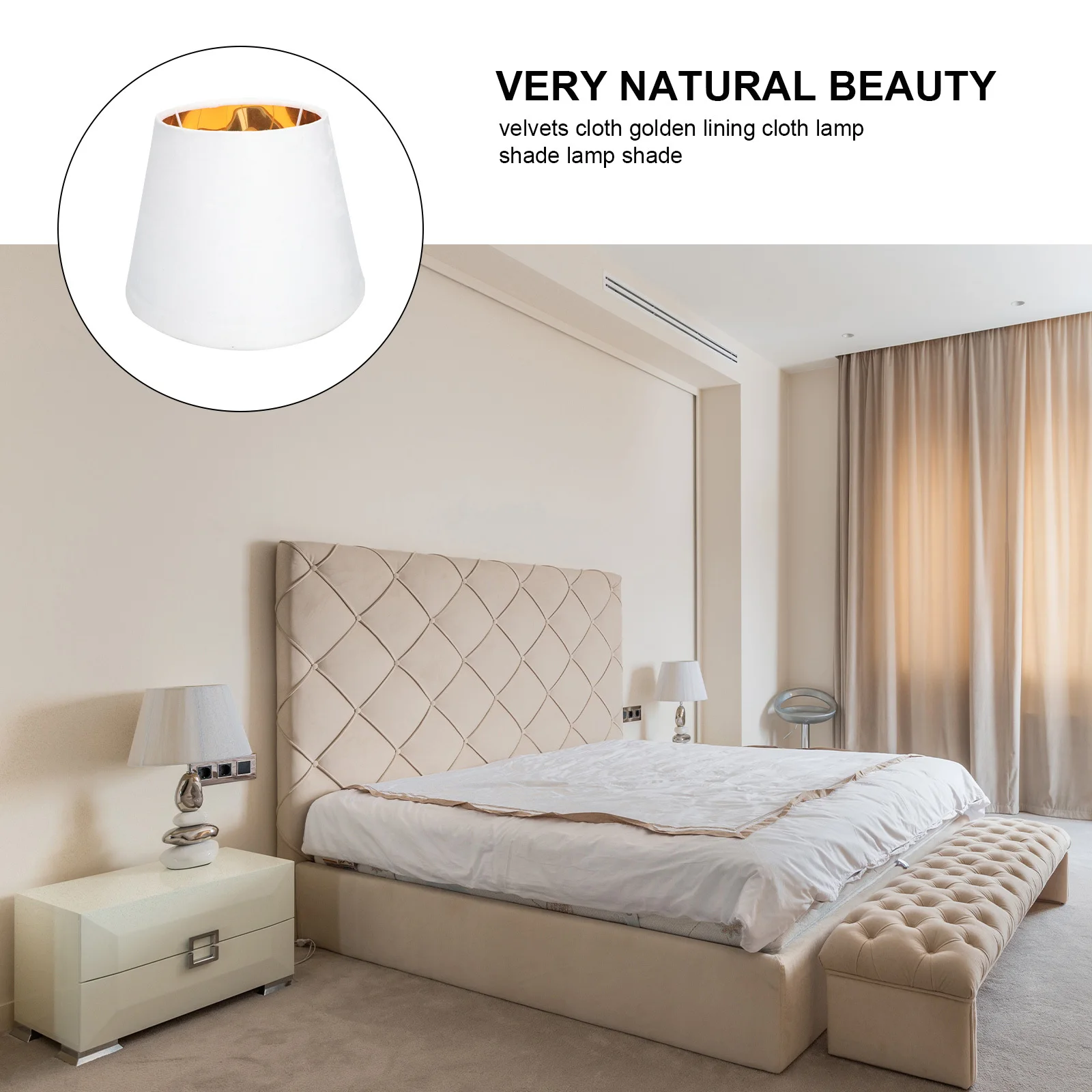 

Lampshade For Desk Lamp Simple Cloth Shade With Gold Lining Multi- Bedroom Study Library Decor Lighting