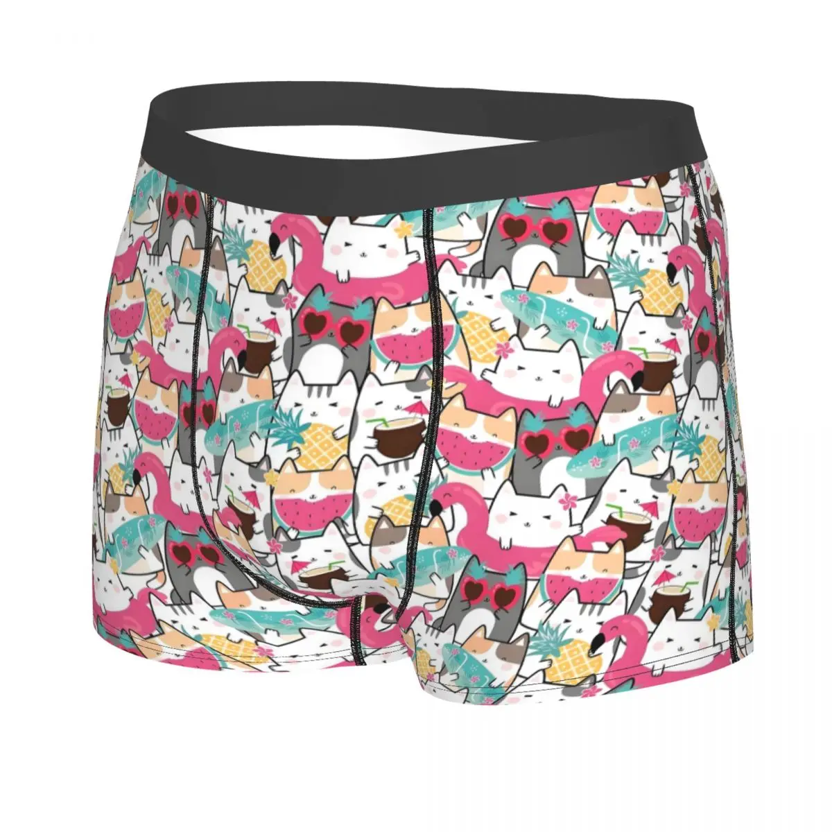 Custom Male Cool Summertime Cats Packed Cats Underwear Boxer Briefs Stretch Shorts Panties Underpants image 2