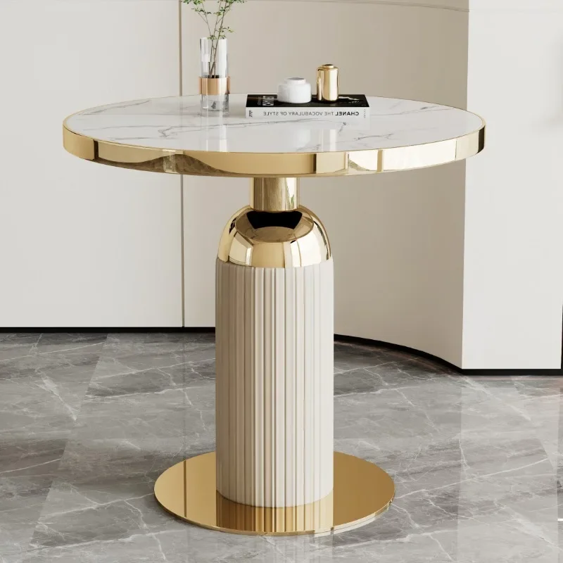 Living Room White Gold Coffee Table Round Side Marble Tea Modern Coffee Table Designer Centre Mesa Auxiliar Salon Furniture