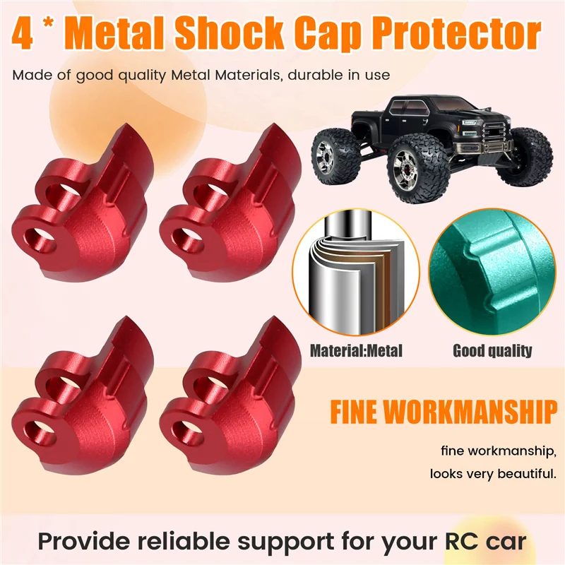 

Superior Quality-Shock Absorber Protection Cover Forarrma 1/7 1/8 Shock Cap RC Car Upgrade Parts Accessories Red