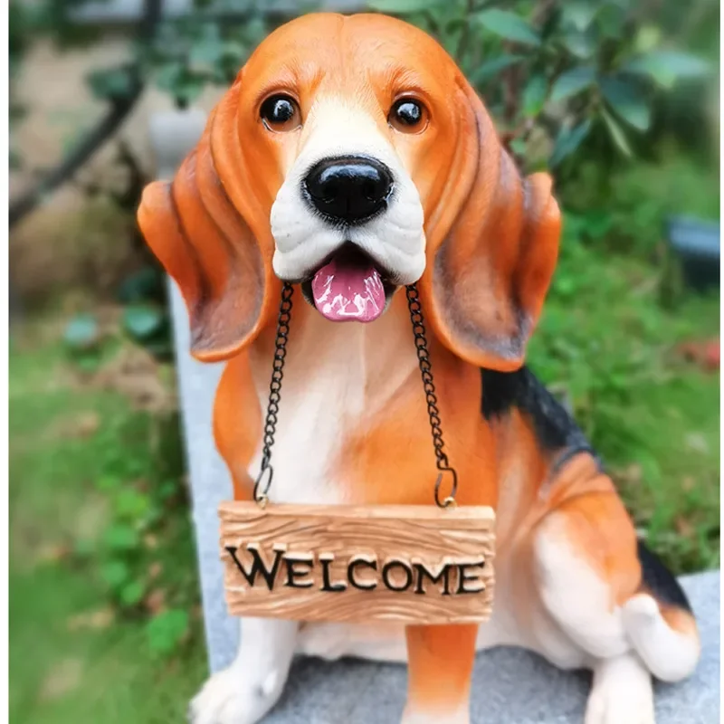 Imagem -05 - Escultura Animal Bonito e Realista Wayfinding Sinal Jardim ao ar Livre Cães Simulados Resina Criativa Welcome Card Home Foyer