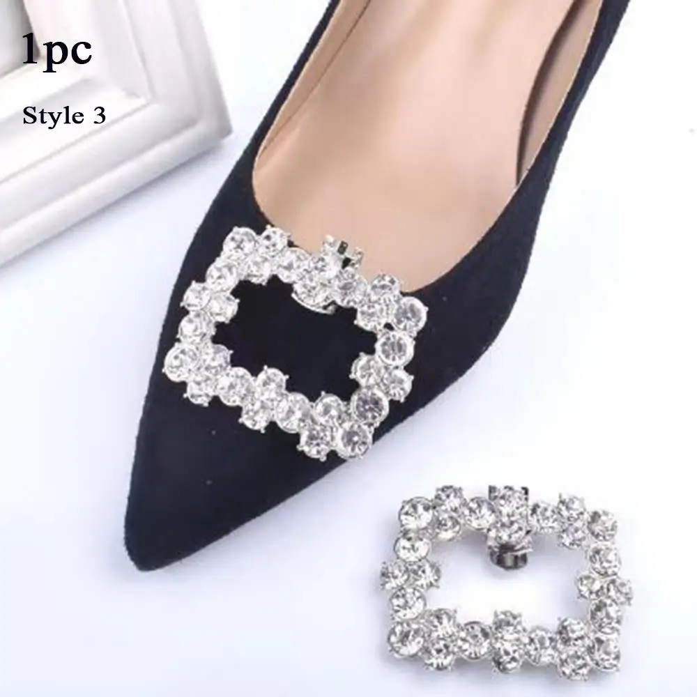 Shiny Rhinestones Shoe Clips Women High Heel Removable Charm Crystal Rectangle Bowknot Shape Buckle Shoes Decor Accessories image 6