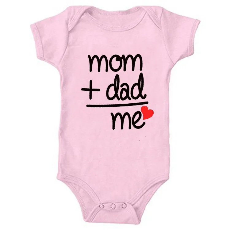 Popular Mom+Dad=Me Baby Romper T-shirt Crawling Clothes Triangle Onesies,new Born Baby Clothes SUMMER Romper 100% Cotton