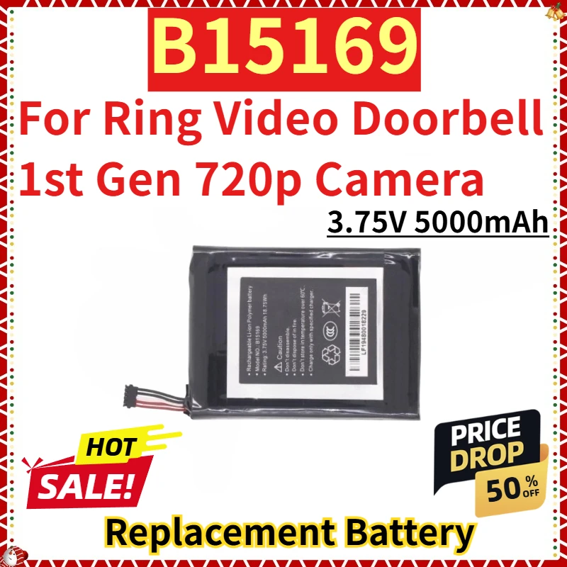 

For Ring Video Doorbell 1st Gen 720p Camera New Replacement Battery 3.75V 5000mAh B15169
