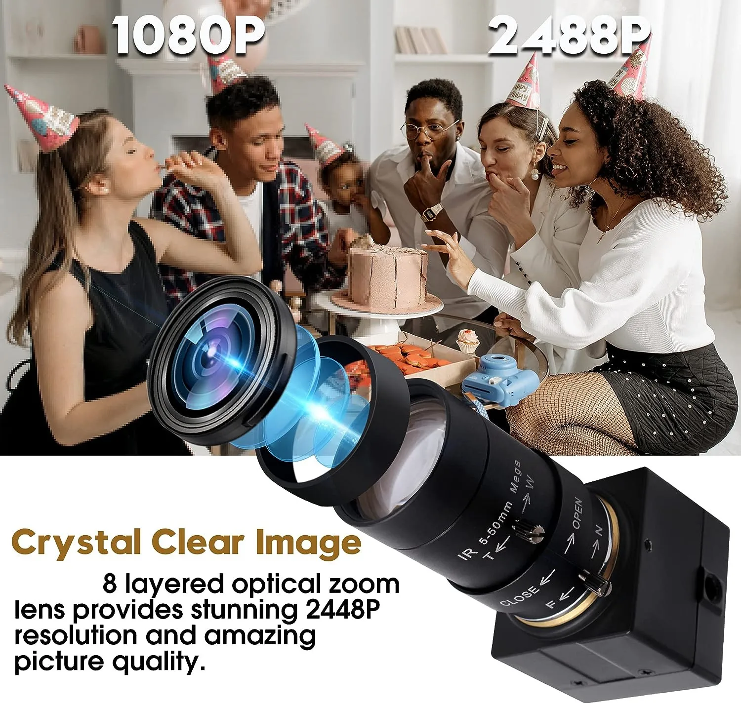 ELP 8MP USB Camera Free Driver High Speed USB 2.0 Ultra HD Varifocal Web Cam IMX179 For Machine Vision ELP-USB8MP02G-SFV(2.8-12)