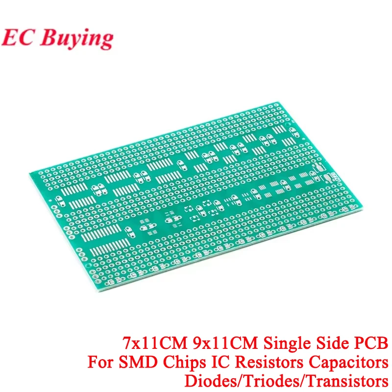 

7x11cm 9x11CM Single Side SMD Universal PCB Circuit Board Transfer Adapter For IC Resistor Capacitor Diode/Triode/Transistor