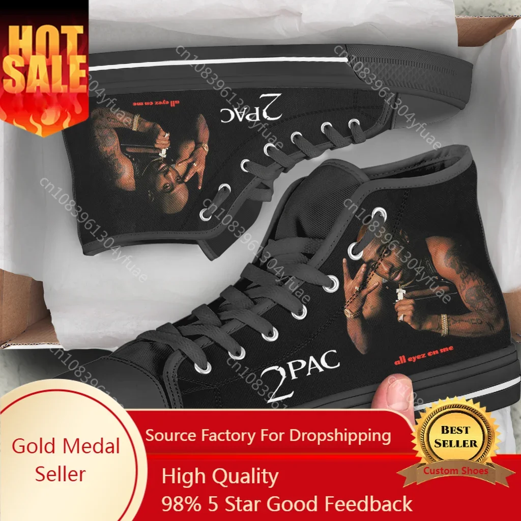 

Hot Rap 2pac Tupac All Eyez on Me Arrive Fashion Lightweight High Top Canvas Shoes Men Women Casual Shoes Breathable Sneakers