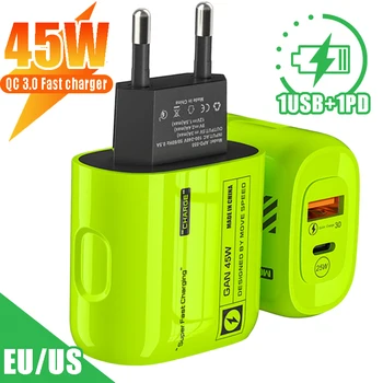 45W GAN USB C 2port şarj telefon PD tip-c hızlı şarj hızlı Charge3.0 şarj için IPhone15 /15 Pro Samsung Huawei Xiaomi