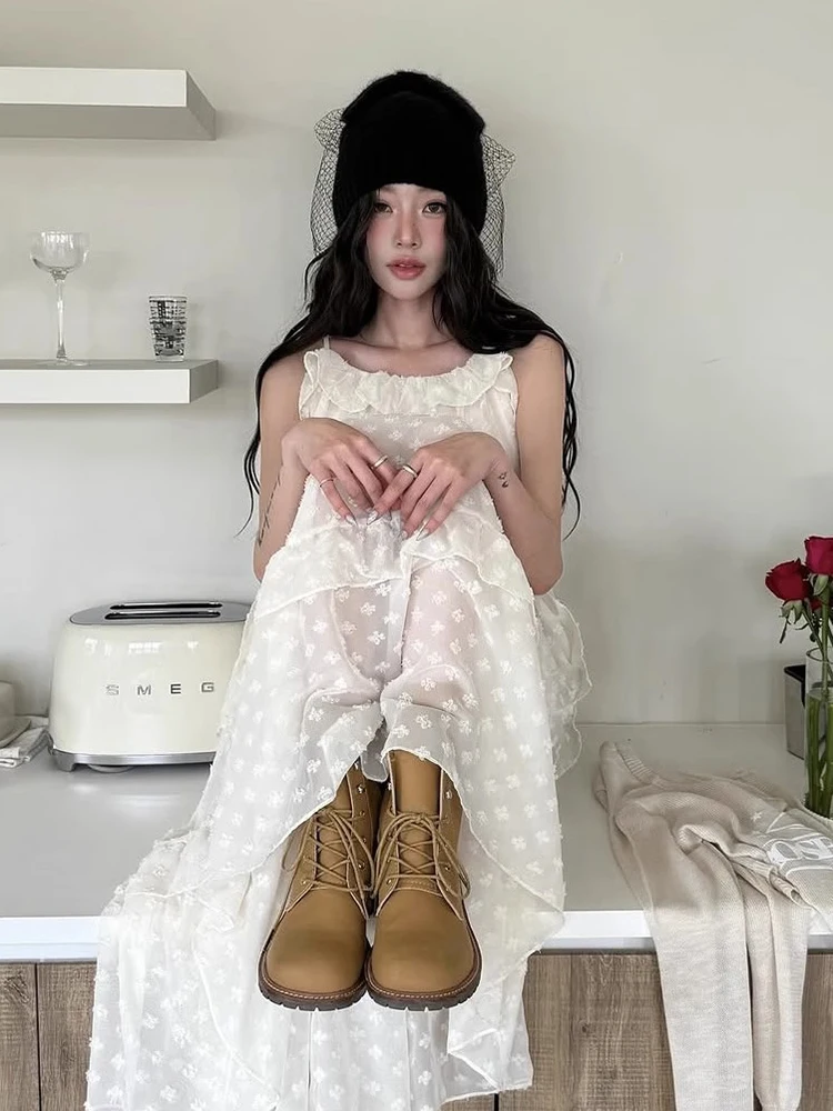 Ele ricamato floreale in chiffon avvolgente Dr donna primavera estate nuova gonna lunga allentata Sle Vaion coreana Sle Dr