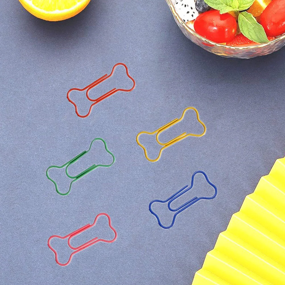 Bone Paper Clip Animal Clips Colored Office Bookmark Pin Shape Note Cartoon Metal