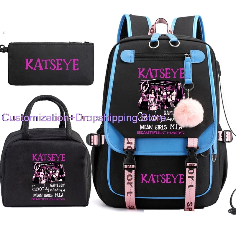 Katseye girl group full set backpack, middle and high school storage combination backpack, outdoor travel bag can be sent