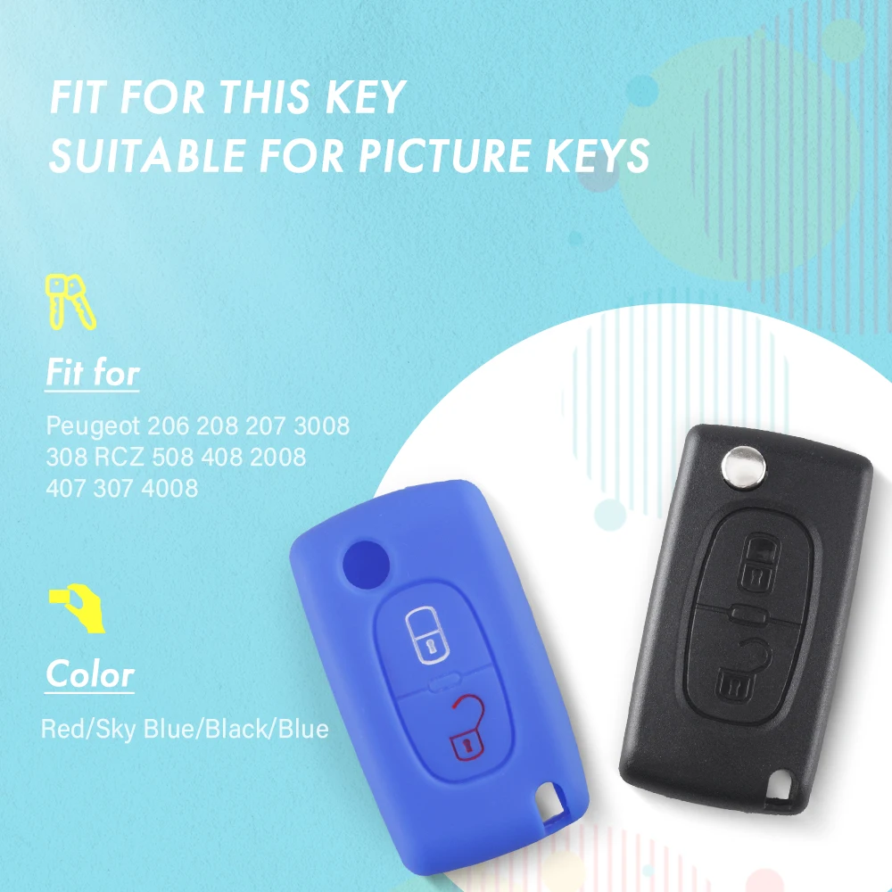 KEYYOU Key Rings Silicone Protector Car Key For Peugeot 308 207 307 807 For Citroen C3 Picasso C-Crosser C4 C8 Flip Key Cover