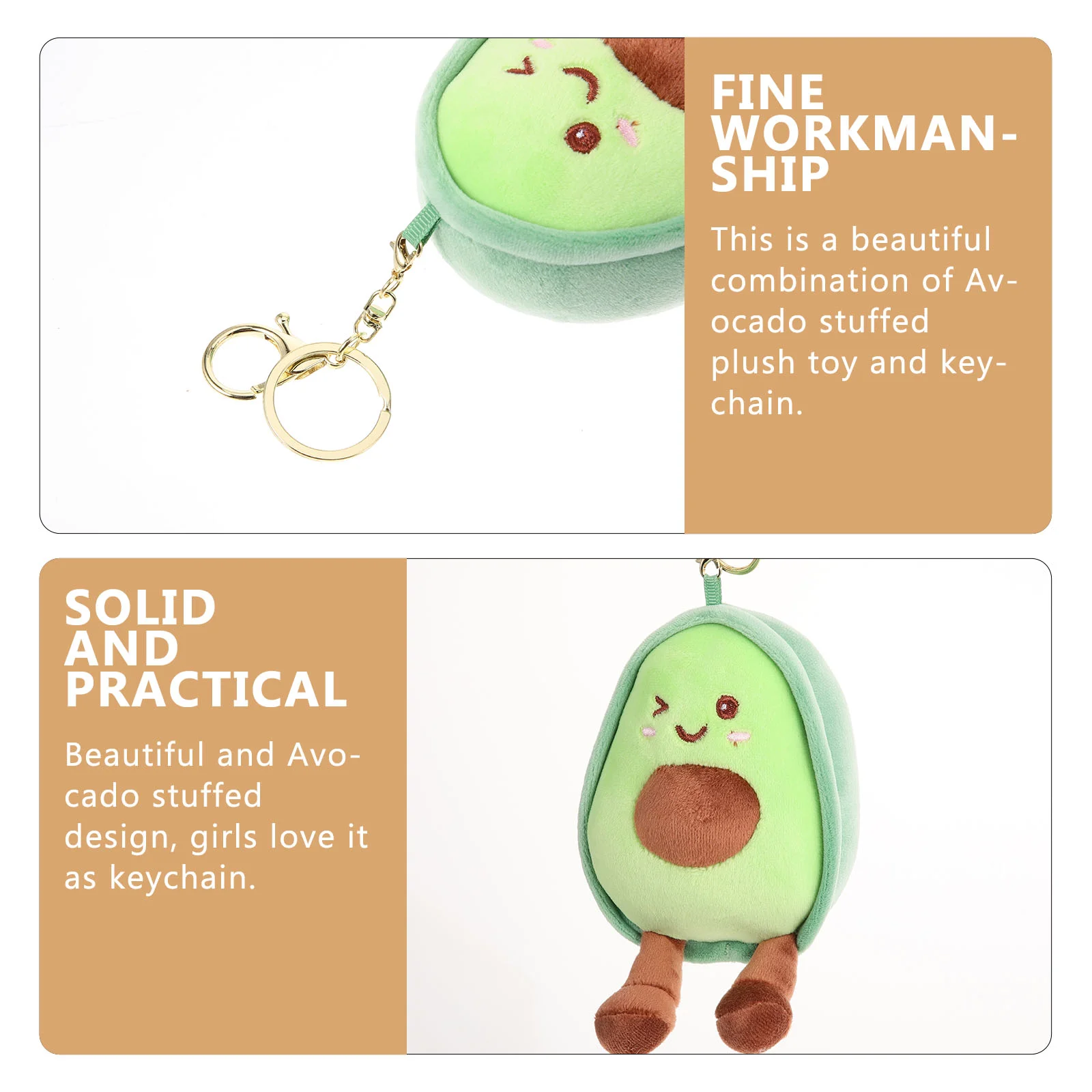 Kawaii Avocado Key Chain Plush Keyring KeyChain Yolk Key Chain Toy for Car Key Bag Pendant