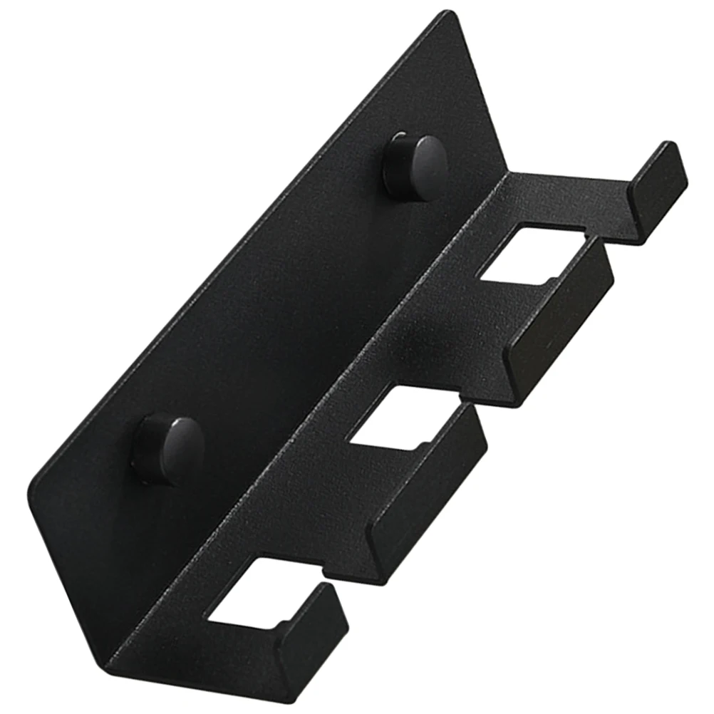

Wall-mounted Plug Storage Rack 3-slots Black Space-saving Aluminum Hooks for Kitchen Bedroom Office Cable Organizer Wall Plug