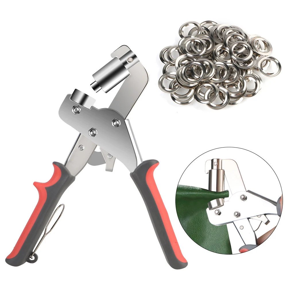 Handheld Hole Punch Eyelet Installation Tool Grommet Eyelet Plier Kit 3/8 Inch 10mm Metal Air Hole Rivet Plier