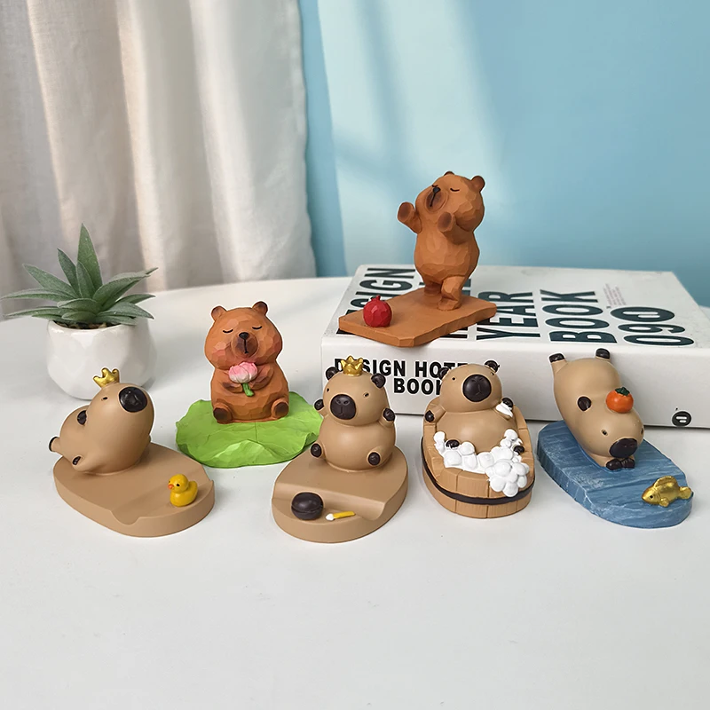 Hot Sale Capybara Figure Desktop Decorative Ornaments Can Be Used As Phone Stands Cute Kawaii Capybara Figure Model Doll Toys