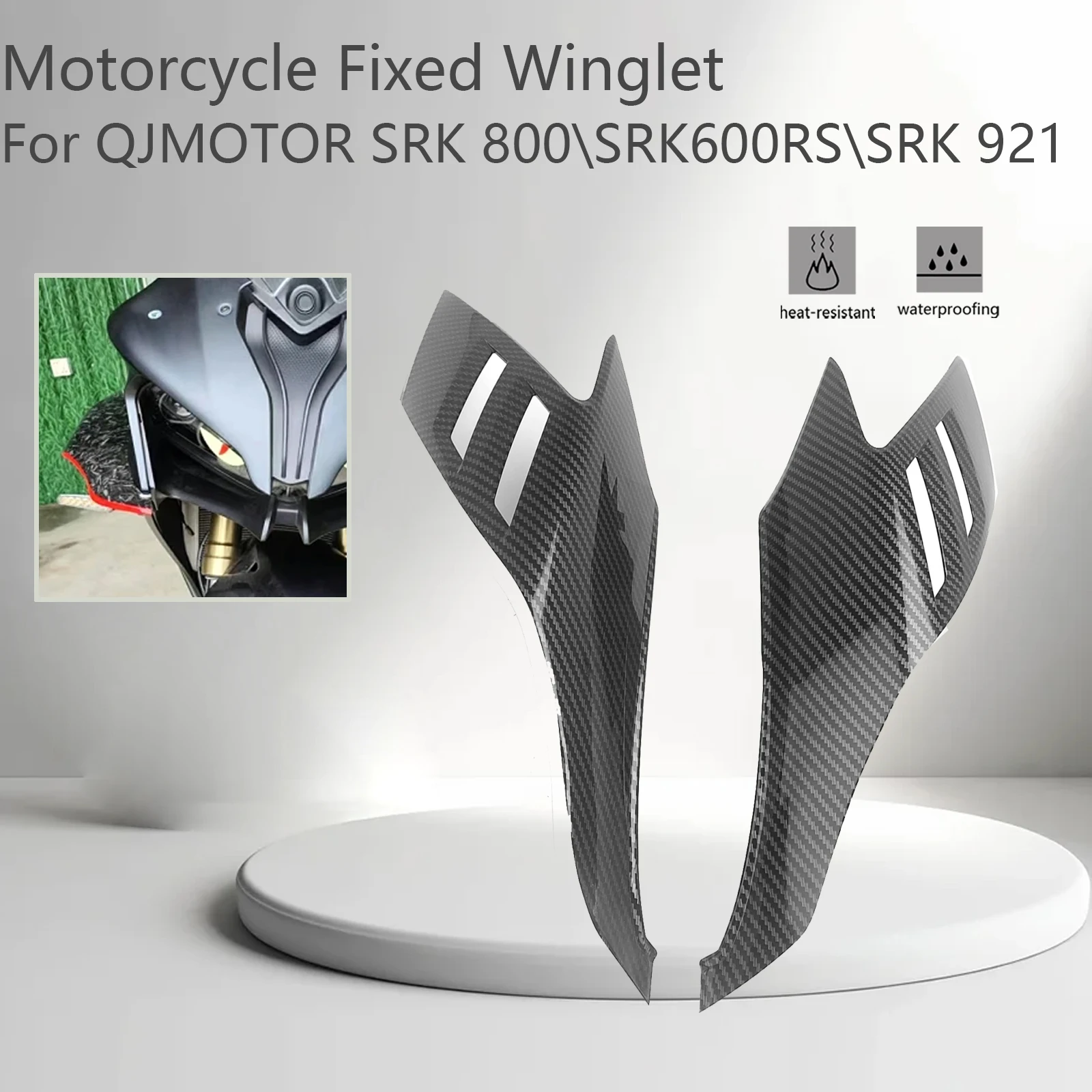  Motorcycle Side Aerodynamic Wing Kit Fixed Winglet Fairing Kit ABS Carbon Fiber For QJMOTOR SRK800 SRK600RS SRK921