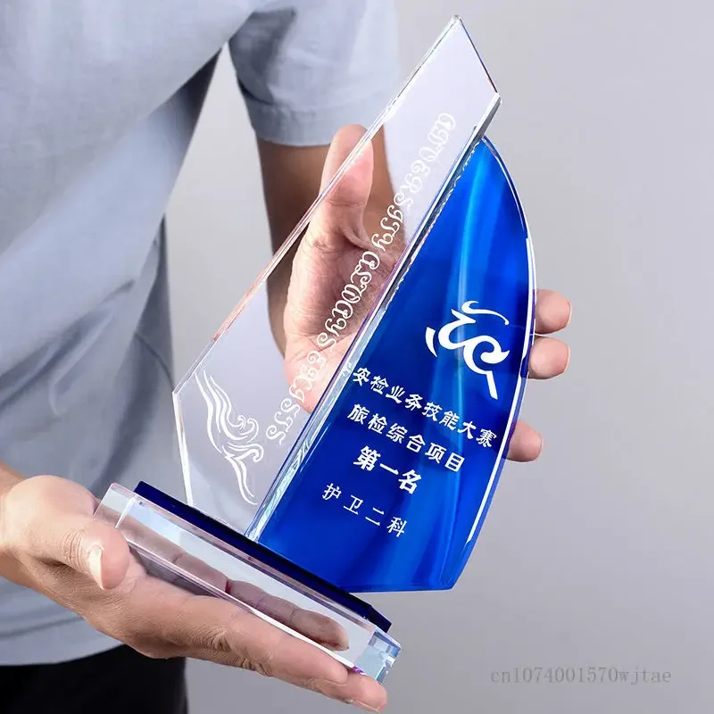 Customized Creative Color Printing Crystal Trophy, Outstanding Employee Annual Meeting Award, Reward Medal, Home Decoration, 1Pc