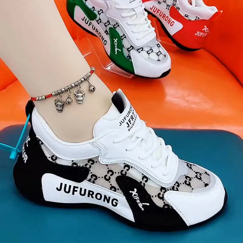 Zapatillas De deporte informales con estampado para Mujer, Zapatos deportivos De malla transpirable con cordones, De diseñador, a la moda, novedad