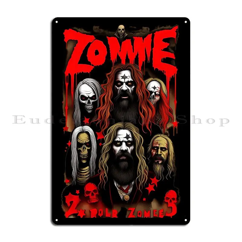 شعار زومبي مرخص زومبي هنتر الهيكل العظمي علامات معدنية للهالوين صدئ جدار ديكور بار تصاميم جدار جدارية تين تسجيل ملصق