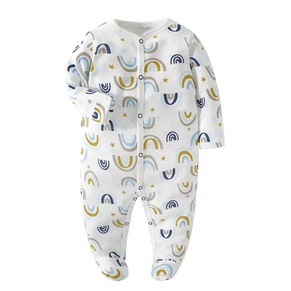 Neugeborene Pyjamas 0-12 Monate Mädchen und Jungen Fuß Nachtwäsche Baumwolle Neugeborene Baby Nachtwäsche Mode Neugeborene Baby kleidung