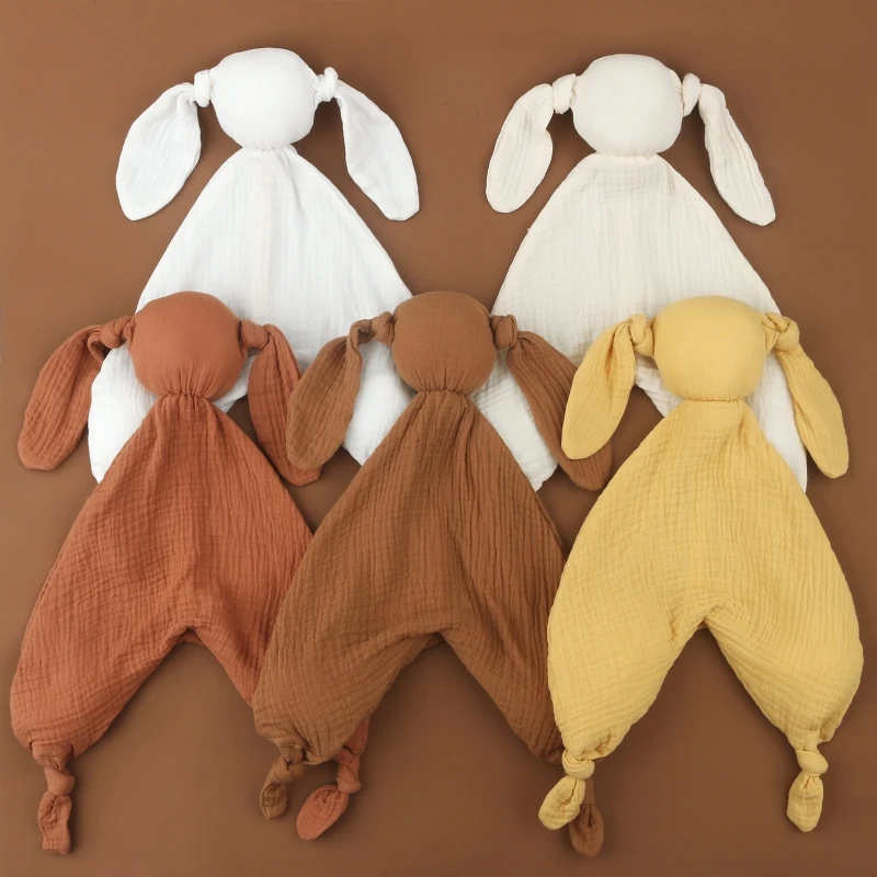 Soft Cotton Muslin Newborn Baby Sleeping Cuddling Dolls Kids Bunny Sleep Toy Soothe Appease Towel Bib for Xmas Gift New Dropship