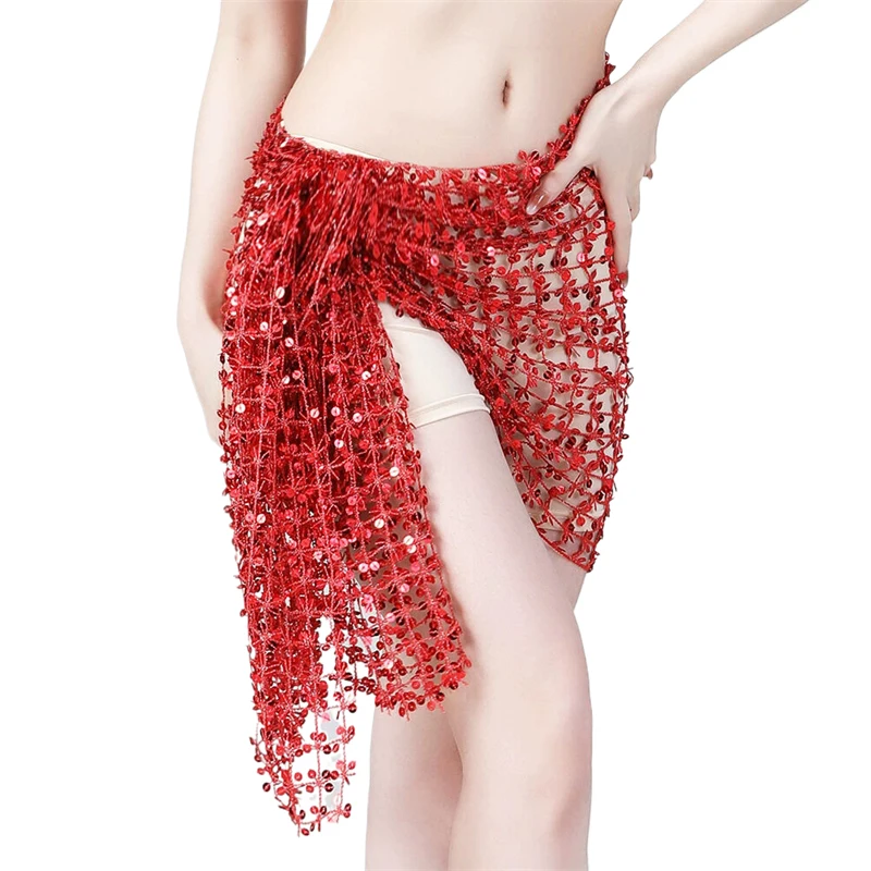 Bauchtanz-Hüfttuch mit Pailletten, Taillenwickelrock, hohler Tanzgürtel, Hüfttuch, Performance-Kostüm, Damen-Tanzparty-Clubkleidung – Detail 6