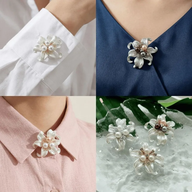 Starfish Pearl Flower Cufflinks Shirt Suit Dress Decoration Button Chest Decoration Popper