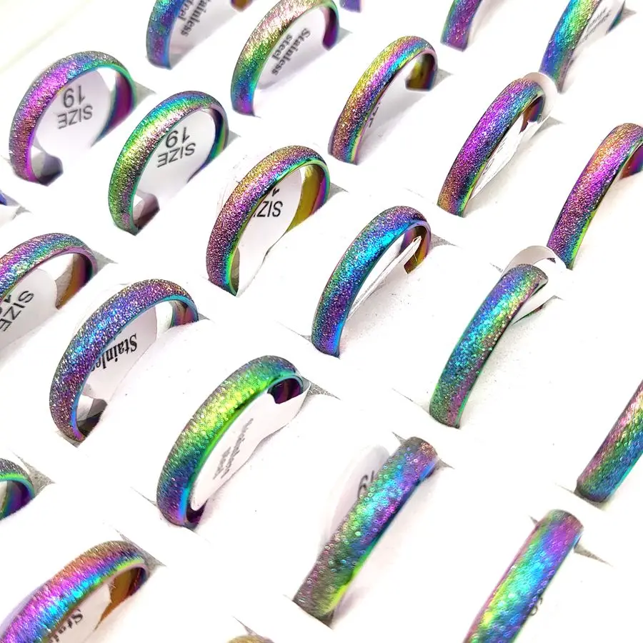 Großpackung 20 Stück/lot, Größe wählbar, mattierter Fingerring 4mm 6mm, Hochzeits- und Verlobungsringe für Paare, Edelstahl, hochwertige Schmuckstücke – Detail 4
