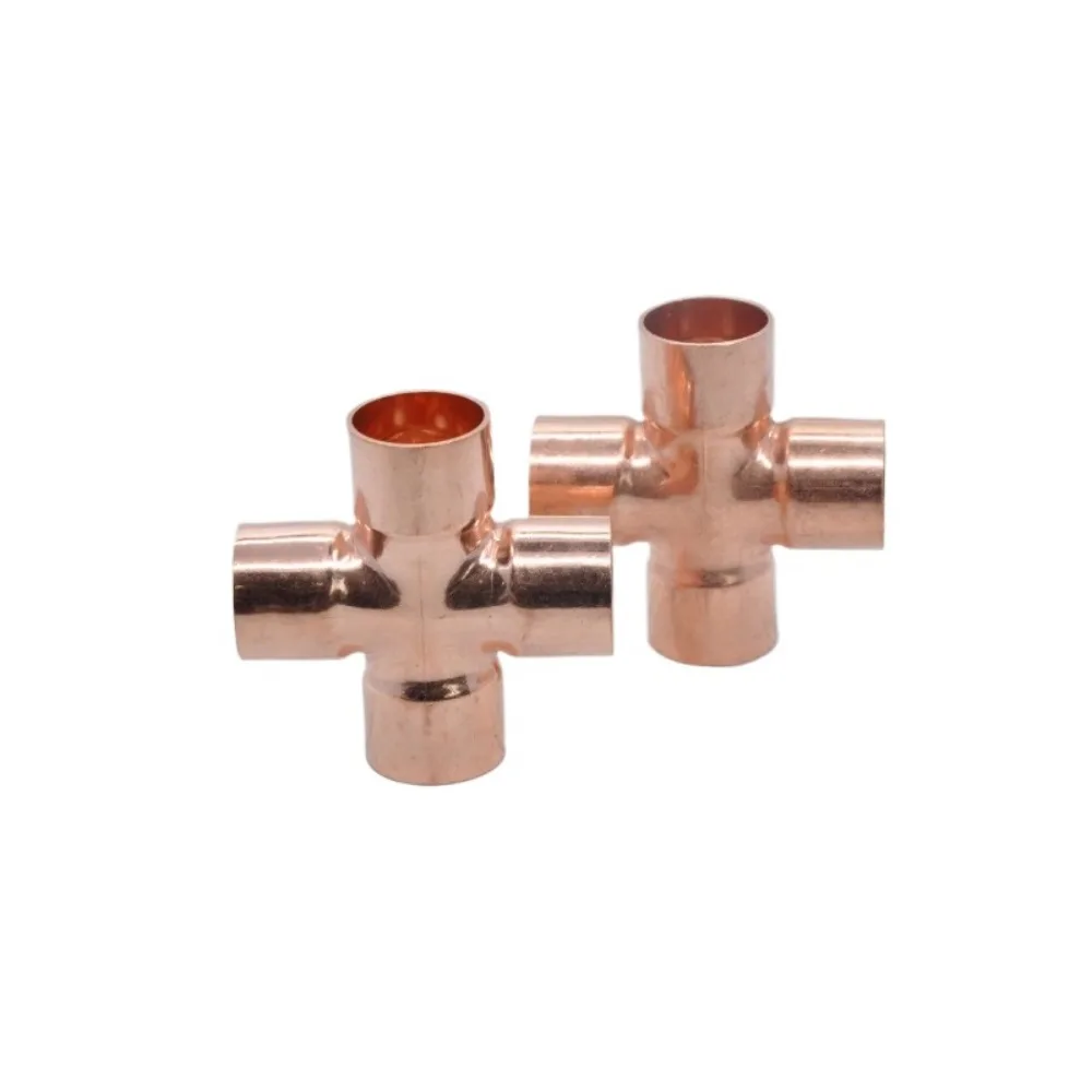 6.35-108 mm Tube Weld Socket End Feed Solder Cross 4 Ways  Pure Copper  Pipe Fitting Connector Coupler Air-Conditioning